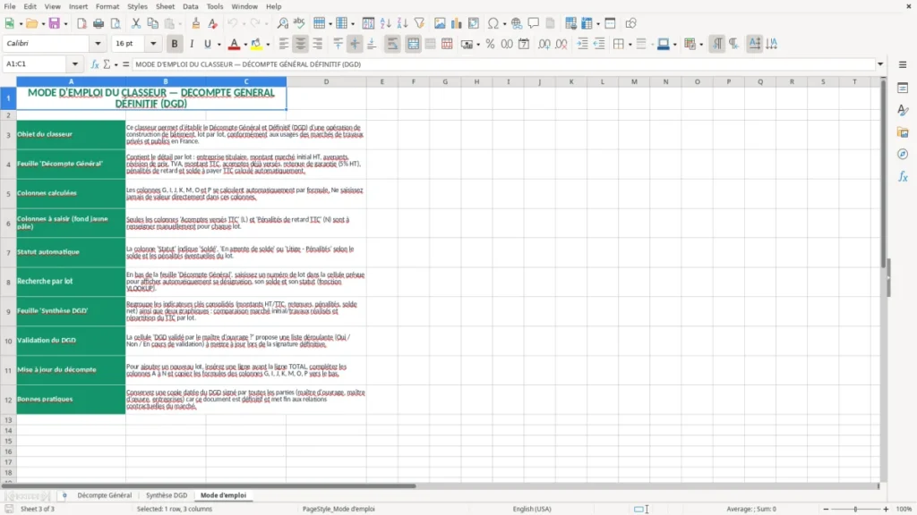 Mode d'emploi – Décompte général DGD bâtiment Excel – Modèle Gratuit (2026)