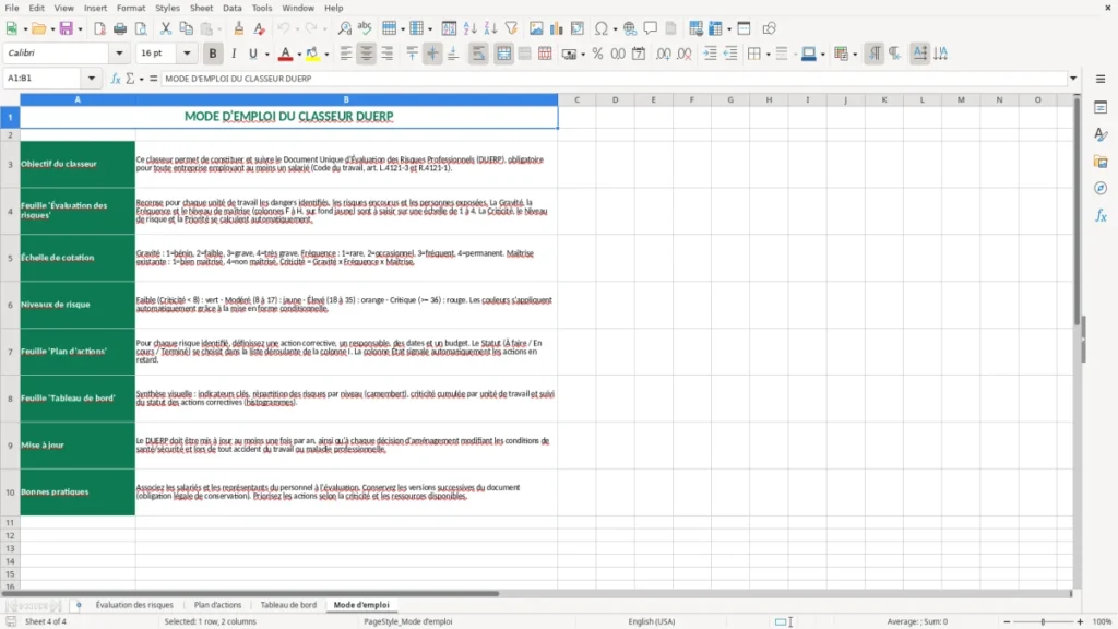 Mode d'emploi – DUERP Excel – Modèle Gratuit (2026)