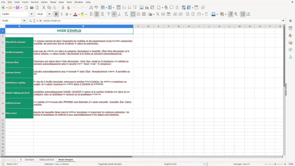 Mode d'emploi – Location saisonnière Excel – Modèle Gratuit (2026)