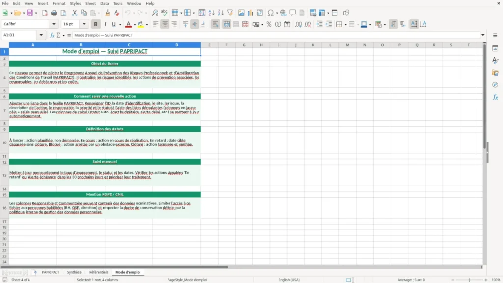 Mode d'emploi – PAPRIPACT Excel – Modèle Gratuit (2026)