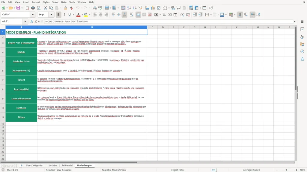 Mode d'emploi – Plan Intégration Excel – Modèle Gratuit (2026)