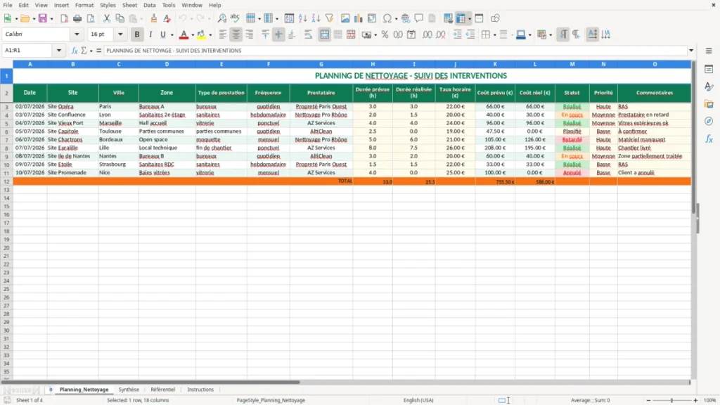 Planning_Nettoyage – Planning Nettoyage Excel – Modèle Gratuit (2026)