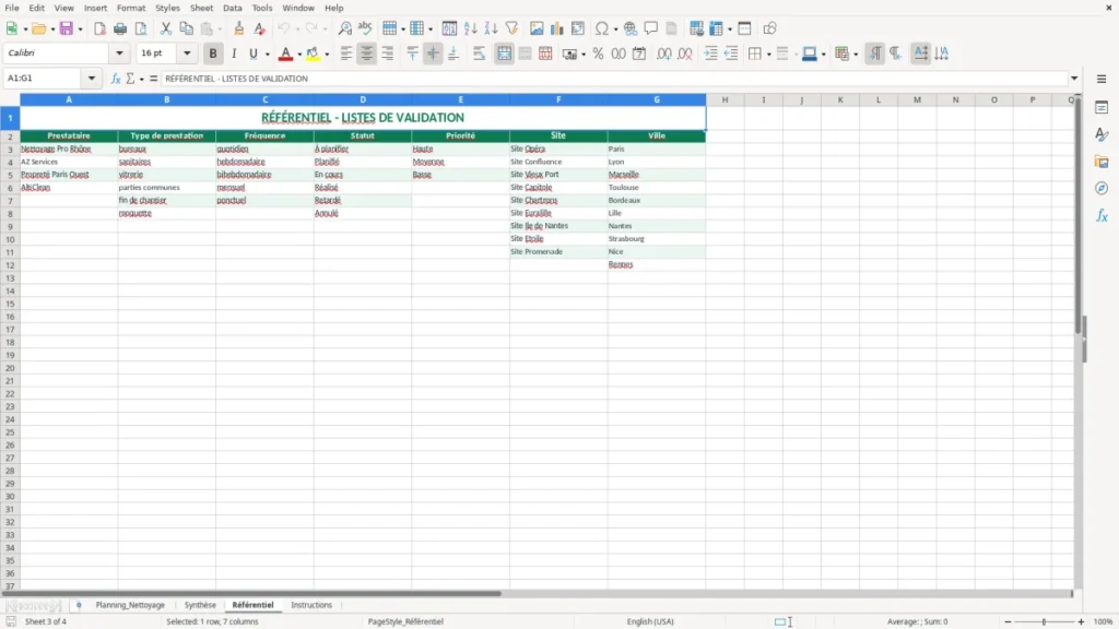 Référentiel – Planning Nettoyage Excel – Modèle Gratuit (2026)
