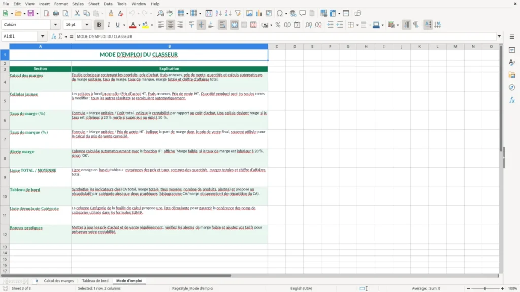 Mode d'emploi – Marge commerciale Excel – Modèle Gratuit (2026)