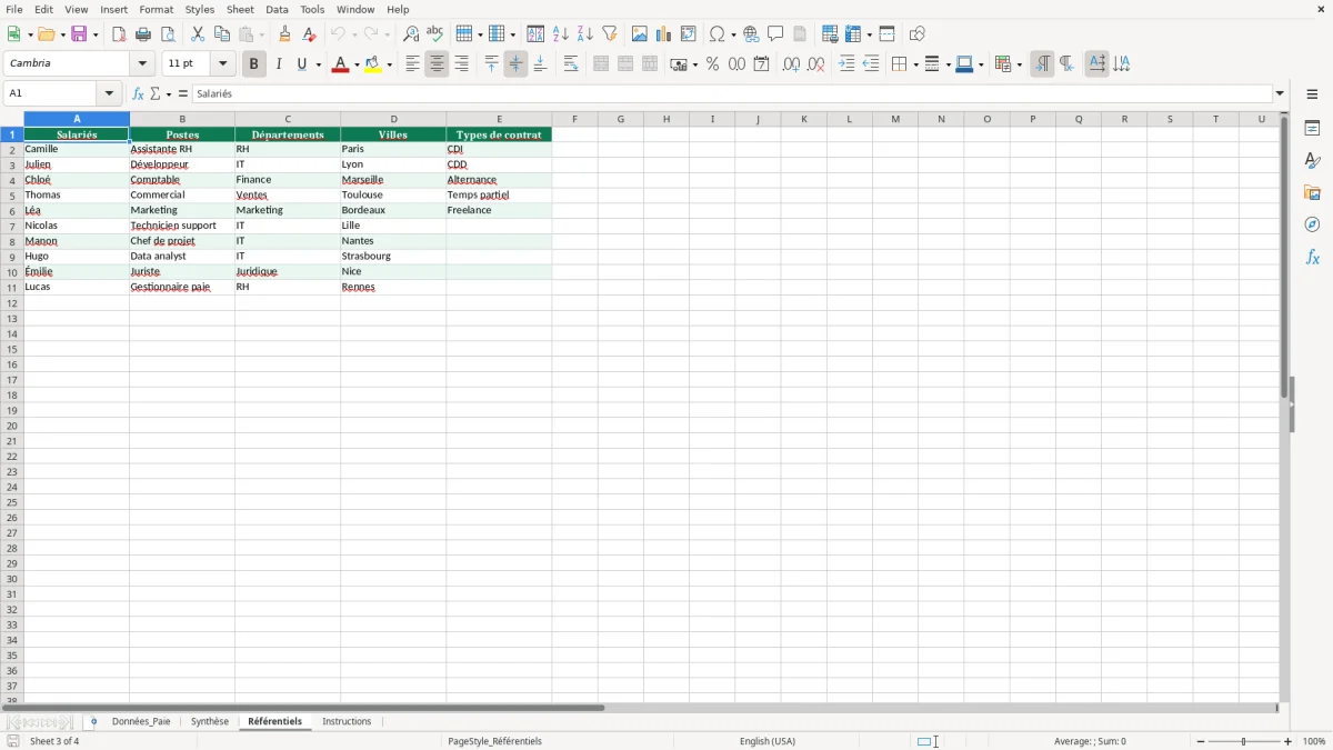Capture 3 : feuille Référentiels - Modèle Excel tableau suivi salaire xls excel