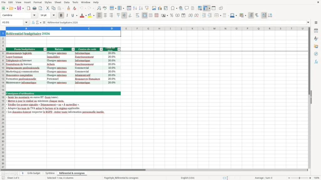 Référentiel & consignes – Grille budget Excel gratuite à télécharger