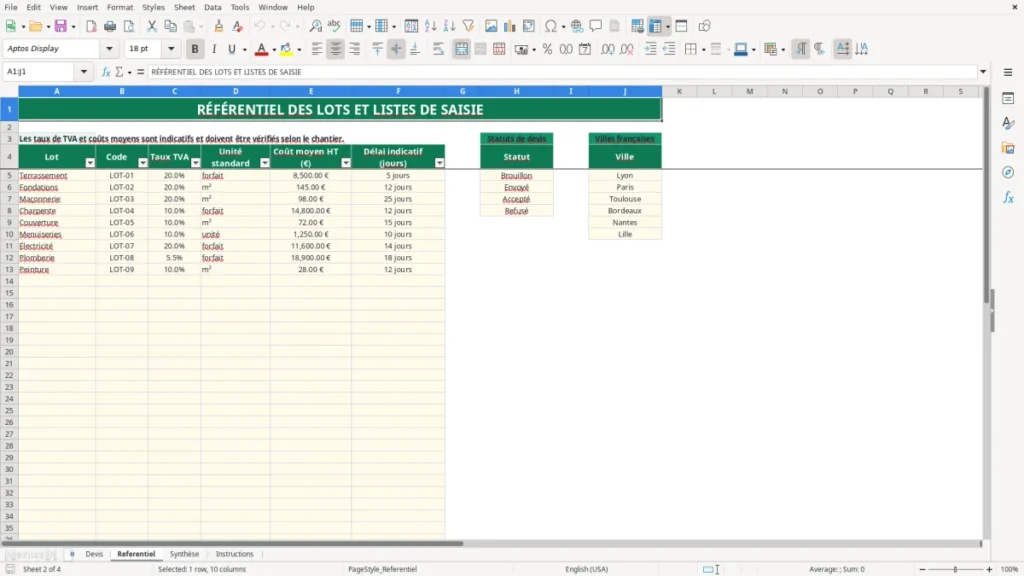 Referentiel – Devis construction maison Excel – Modèle Gratuit (2026)