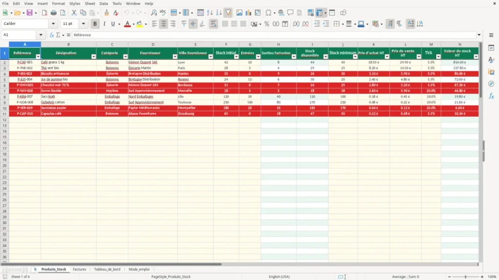 Produits_Stock – Gestion de stock et facturation Excel – Modèle Gratuit (2026)