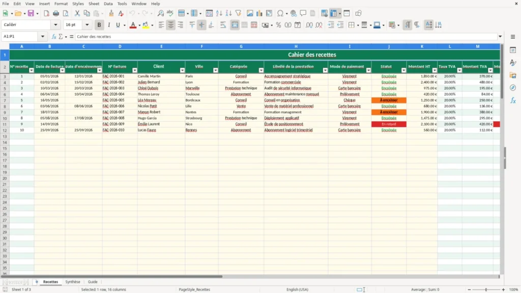 Recettes – Cahier recettes Excel – Modèle Gratuit (2026)