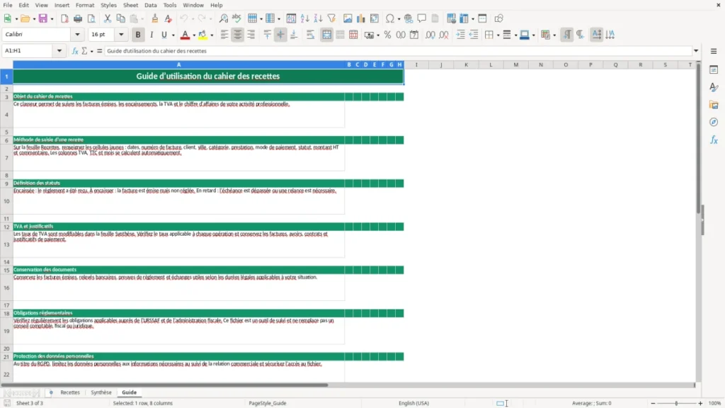 Guide – Cahier recettes Excel – Modèle Gratuit (2026)
